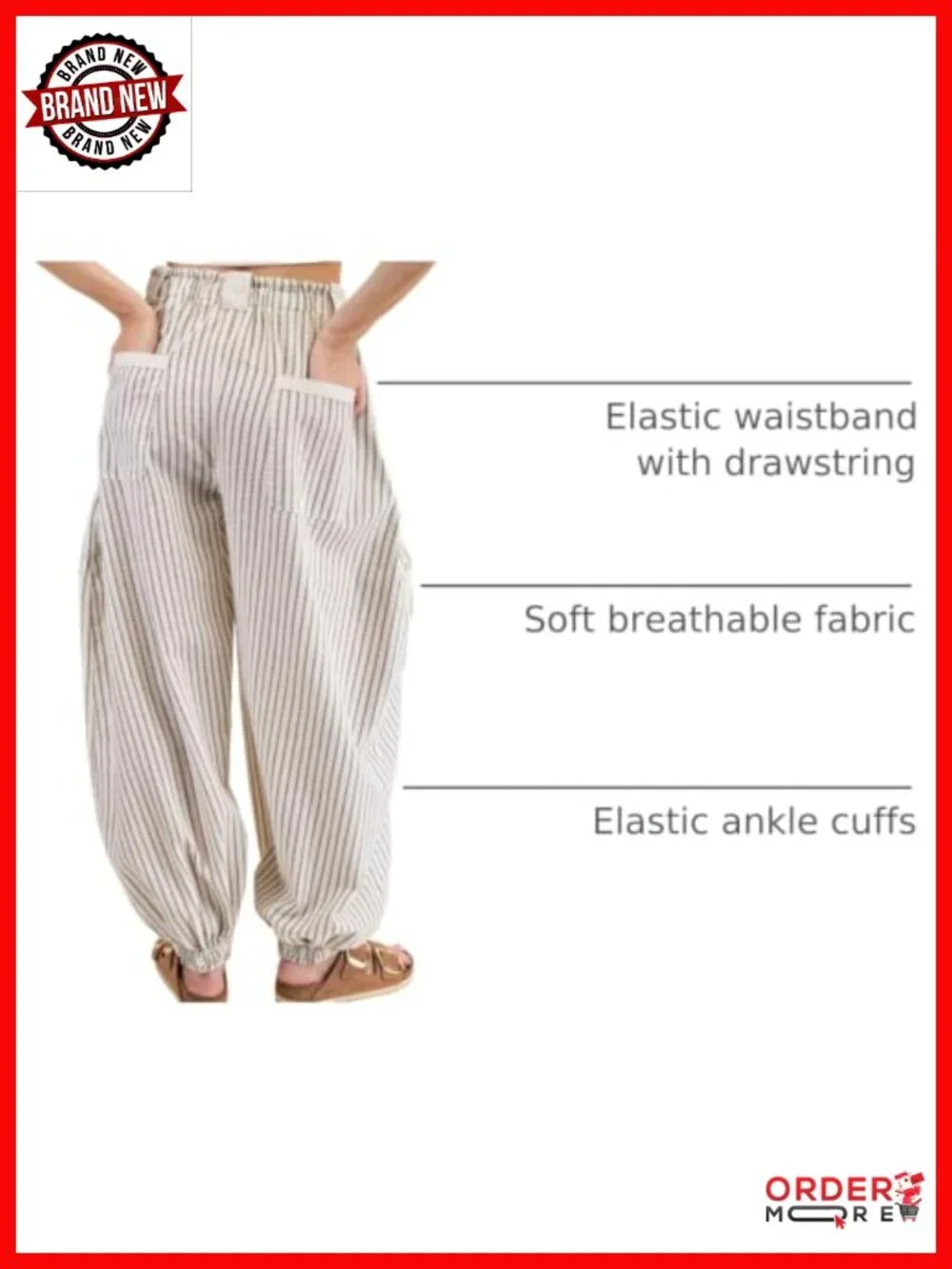 Women's Drawstring Striped Wide Leg Lounge Pants with Pockets
